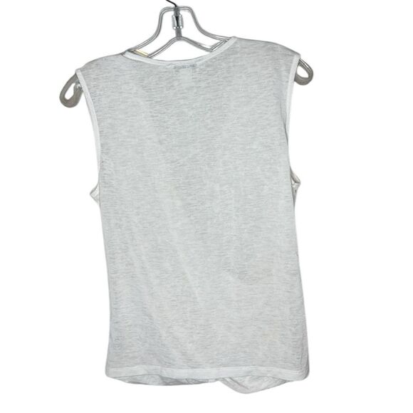 Athleta Breezy Wrap Crossover White Draped Tank Top. Size Medium. - Picture 5 of 7